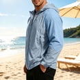 thumbnail image 4 of Men's Color Block Hooded Sun Protection Jacket, Lightweight Breathable Full Zip Up Windbreaker with Zipper Pockets, Casual Outdoor Hiking Travel UV Coat for Men S-3XL, 4 of 8