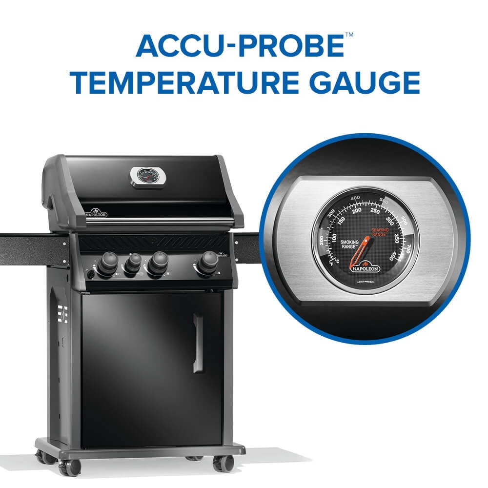 Napoleon Rogue 425 3-Burner Natural Gas Grill in Black with Cast Iron Cooking Grids and Range Side Burner