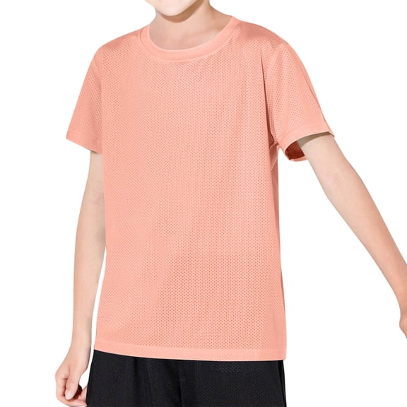 OGLCCG Girls Athletic Short Sleeve T Shirts Kids Crewneck Quick Dry Mesh Sports Tees Tops Summer Solid Color Workout Shirts 2-18 Years