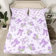 thumbnail image 2 of Castle Fairy Kawaii Bow Girl 4-Piece Full Size Sheets,Purple Floral Rose Bed Sheets,Flower Bowknot Lightweight Sheet Sets,Luxury Bedroom Decor, 2 of 7