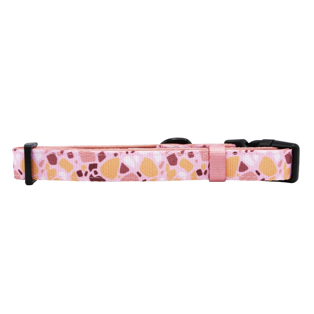 Sassy Woof Cushioned Adjustable Dog Collar - Pink Terrazzo, Medium
