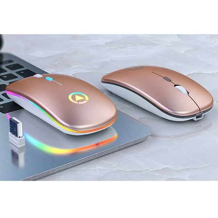 Manfiter LED Wireless Mouse, Slim Rechargeable Wireless Silent Mouse, 2.4G Portable USB Optical Wireless Computer Mice with USB (Best Wireless Mouse Uk)