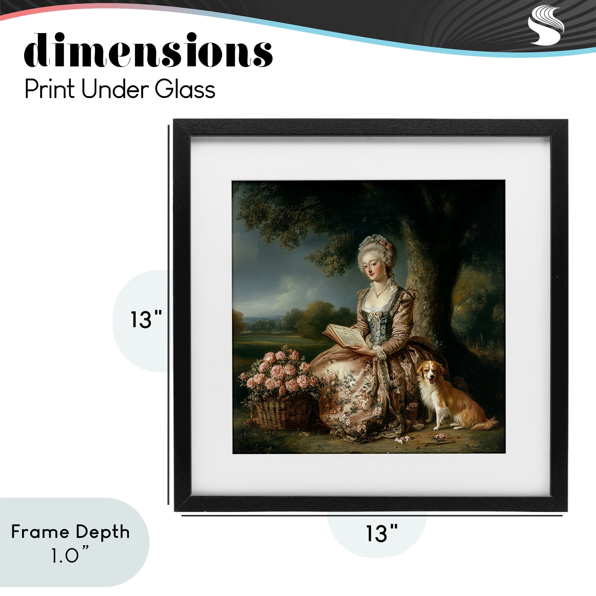 Stupell Industries Rococo Woman with Dog Black Framed Print Under Glass, design by The Wands Want