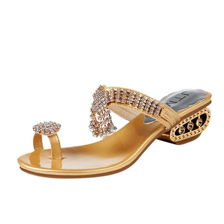 

Fashion Spring And Summer Women s Sandals Flip Flops With Rhinestone Hollow Heel Slippers