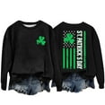 thumbnail image 2 of Bunenne St Patrick Day Sweatshirts Shamrock Sweatshirt Women's Fashion Casual Saint Printed Long Sleeved Round Neck Hoodie Crew Sweatshirt for Women Black 3 S, 2 of 7