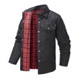 thumbnail image 4 of Quealent Mens Flannel Lined Shirt Jacket Vintage Snap Button Western Jacket Rugged Outdoor Cowboy Shirts Jackets (Black,L), 4 of 6