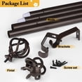 thumbnail image 3 of Bronze Curtain Rods for Windows 72 to 144 Inch, USFOOK 7/8 Inch Heavy Duty Long Curtain Rods, Telescoping Splicing Drapery Rods with Twisted Cage Finials, 3 of 8