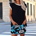 thumbnail image 2 of Ensemble de Pyjama pour Femmes, Haut à Manches Courtes à Col Rond avec Pantalon, Tenue de Détente Décontractée à Imprimé, Ensemble de Maison 2 Pcs en Polyester Doux, 2 of 6