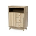 thumbnail image 5 of LuxenHome Natural Finish Wave-Patterned Manufactured Wood 3-Drawer 1-Door Bathroom Storage Cabinet, 5 of 11