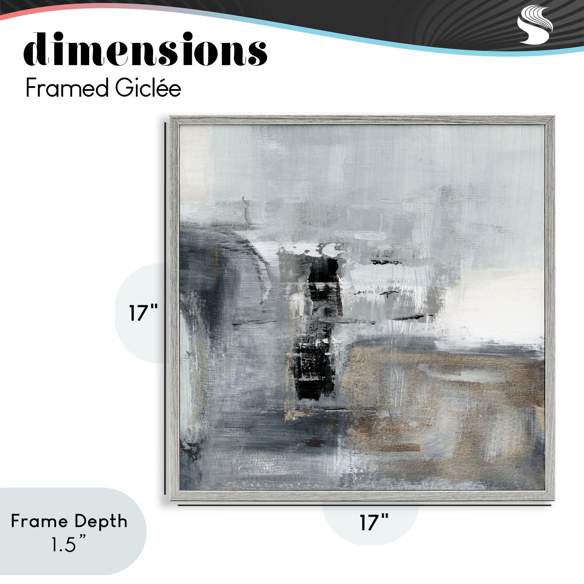 Stupell Industries Still Waters Monochrome Abstraction Gray Framed Giclee Art, design by Susan Jill