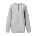 thumbnail image 4 of NMMUED Half Zip Pullover Women Oversized Sweatshirt for Women Pullover Sweatshirts for Women Quarter Zip Pullover Women Womens Sweatshirts No Hood, Gray L, 4 of 5