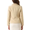 thumbnail image 3 of Blazer de Tweed para Mujer con Solapa Notch de Manga Larga Elegante Casual de Negocios Otoño Invierno XS Albaricoque, 3 of 6