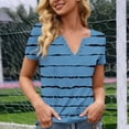 thumbnail image 6 of FRSASU Women's Summer T-Shirts Short Sleeve V-Neck Printed Button Up Tunic Solid Color Henley Shirts Navy-D, 6 of 6
