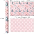 thumbnail image 7 of HOMERAL Reversible Cat Design Wrapping Paper Roll - Pink and white polka dot design on the other side, suitable for Valentine's Day, Birthday, Mother's Day, Wedding, Baby Shower, 7 of 7