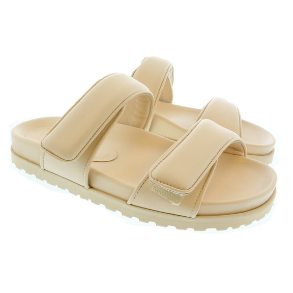 Gia Borghini Cream Gia x Pernille Double Strap Leather Slides 8 for Mens