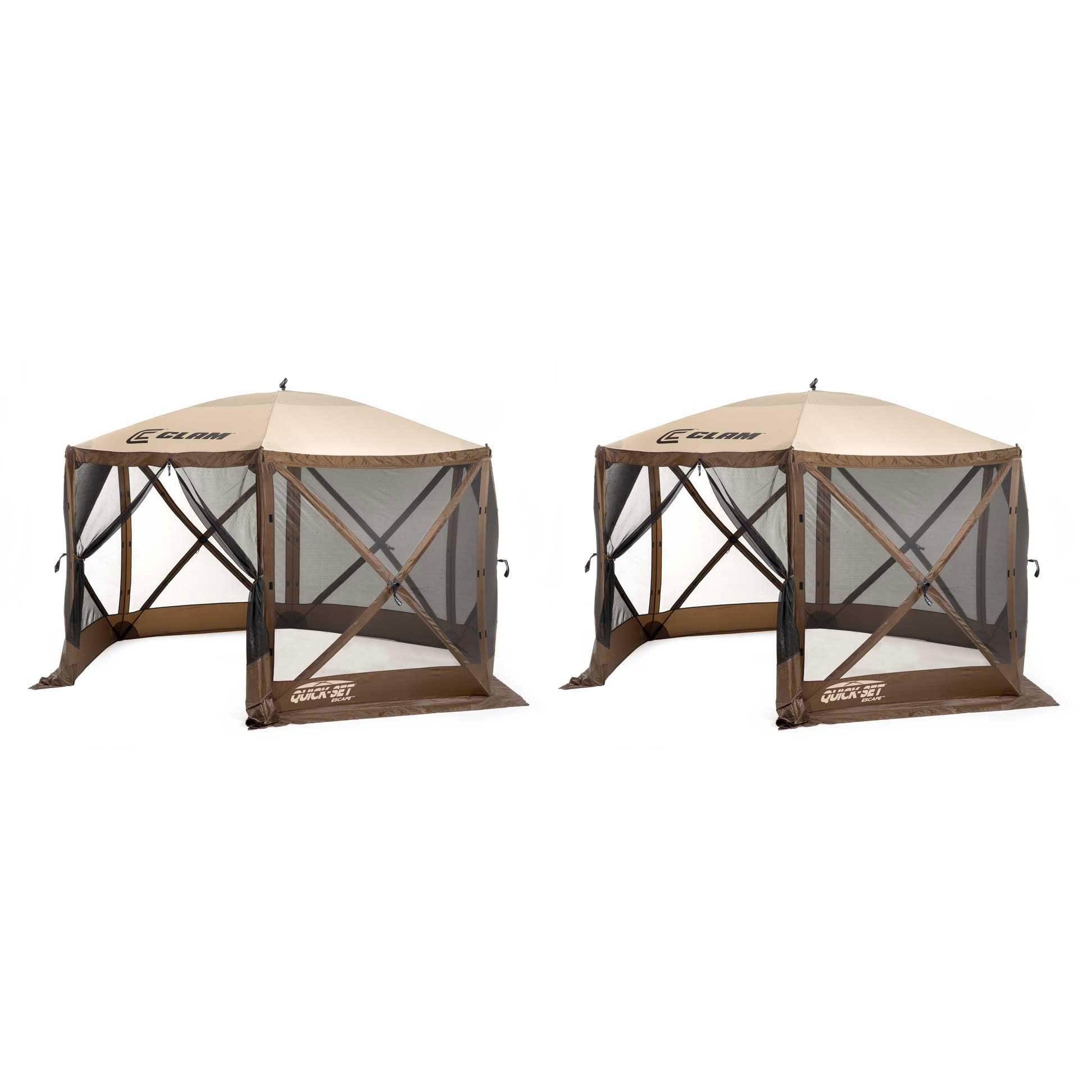 Clam Quick Set Escape Portable Camping Outdoor Gazebo Canopy Brown Tan 2 Pack Walmart Com