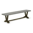 thumbnail image 1 of Pemberly Row V-Style 15x72" Wood Dining Bench in Jacobean/Cement Gray, 1 of 5