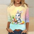 thumbnail image 2 of DDAPJ pyju Happy Easter Day Womens Tops Trendy Casual 3/4 Length Sleeve T-shirt Funny Bunny Eggs Graphic Tees Holiday Blouse Sales of Today Multicolor XXXXL, 2 of 6