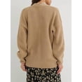 thumbnail image 3 of Women'S 2025 Fashion Casual Open-Front Long-Sleeved Chunky Knitted Sweater Jacket Khaki L, 3 of 8
