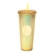 thumbnail image 1 of Vaso de agua de gran capacidad de 710ML/24OZ, vaso mate completamente tachonado, vaso de plástico re Tomshoo  Oro transparente, 1 of 7