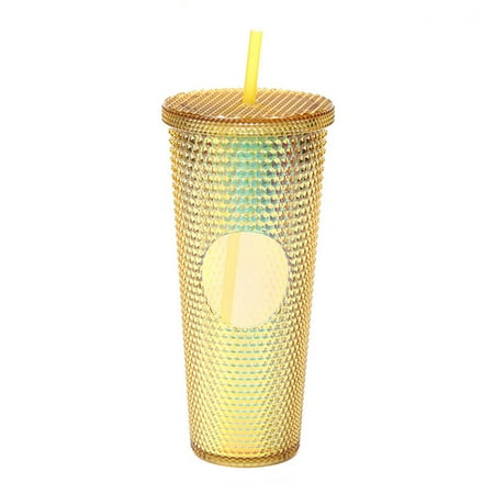 

24Oz Studded Matte Cup Tumbler With lid And Straw Bling Plastic Cup Double Wall Insulated Reusable Textured Venti Cup 100% BPA Free (24Oz No Circle Matte)