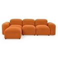 thumbnail image 6 of 94.5" L-Shaped Sectional Sofa, Modern Teddy Teddy Sectional Sofa Couch with 3 Seater Sofa and Movable Ottoman, Comfy Accent Sofa with 2 Pillows and Plastic Legs for Living Room, DIY Combination Orange, 6 of 7