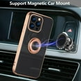 thumbnail image 3 of Electroplated Magnetic Ring Holder Case, 360 Degree with Rotation Metal Finger Ring Holder Magnet Car Holder Soft Silicone Shockproof Cover for iPhone 13 Pro 6.1 inch - Black, 3 of 16