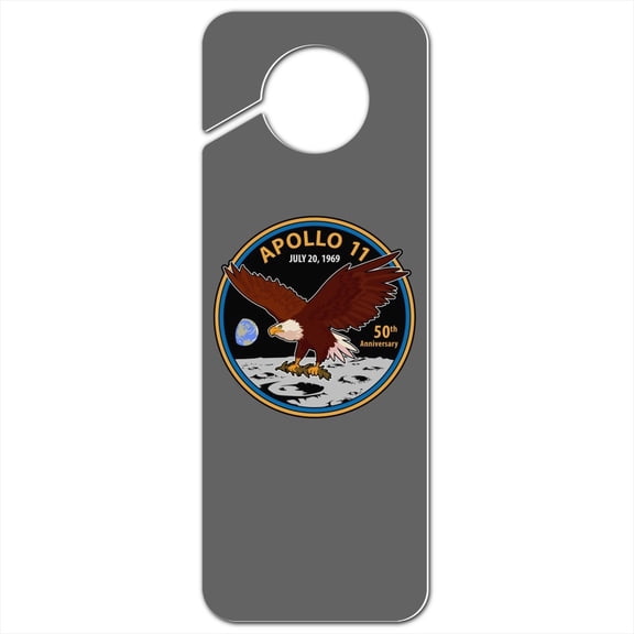 NASA Apollo 11 50th Anniversary Patch with Eagle on The Moon Plastic Door Knob Hanger Sign