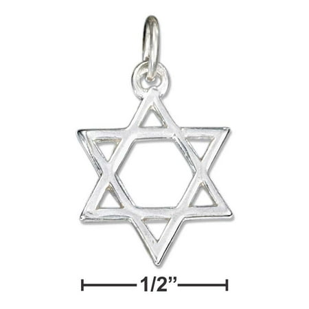 Simple Jewish Star Charm - STERLING SILVER HIGH POLISH JEWISH STAR OF DAVID CHARM