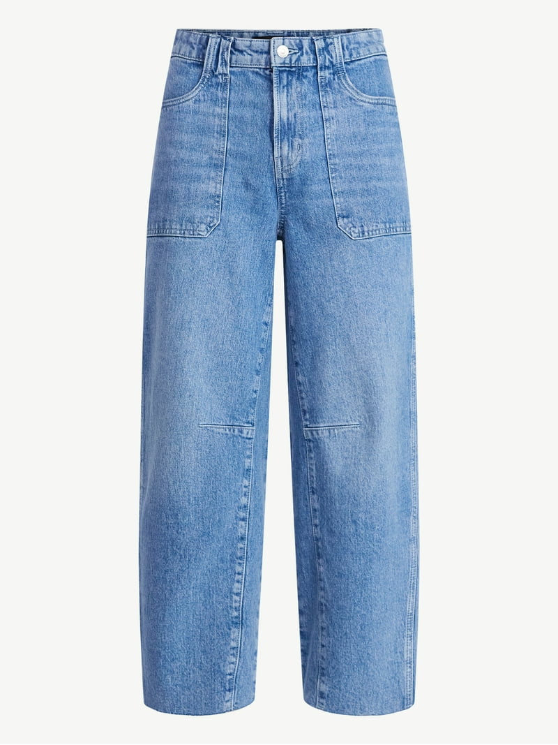 5 1/2 TUCKBARREL DENIM　27 Free Assembly Women's Cropped Carpenter Barrel Jeans, 27