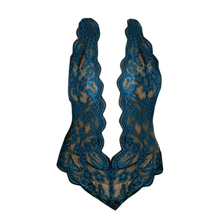 (2-Pack) Puawkoer Plus Size Sexy Lingerie Women Sexy Lace Lingerie Set Nightwear Two Piece V Neck High Waist Lace Sports Bras for Women Set Floral Lace Bra and Lace Thi