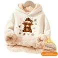 thumbnail image 5 of XUELUO Little Girls Hoodies Long Sleeve Drawstring Hood Fleece Lined Cow Snowflake Print Tops For Cold Weather Warm Soft Clothes, 5 of 5