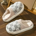 thumbnail image 3 of Mostsola House Slippers for Women Men Plush Checkered Warm Fuzzy Bedroom Memory Foam Slip on Shoes, 3 of 6