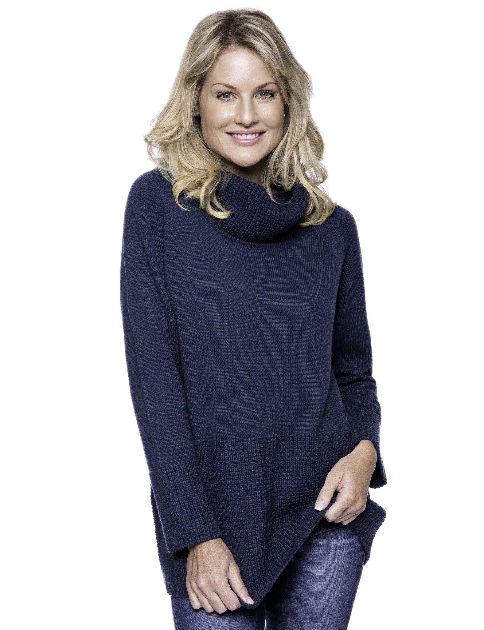 royal blue cowl neck sweater