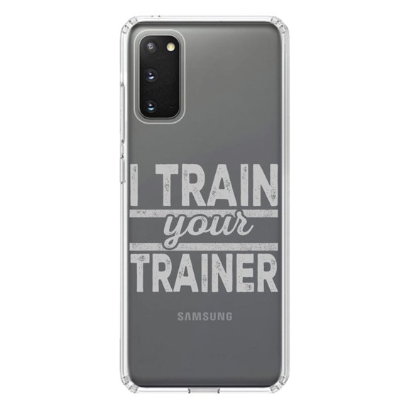 DistinctInk Clear Shockproof Hybrid Case for Galaxy S20 ULTRA / 5G (6.9" Screen) - TPU Bumper Acrylic Back Tempered Glass Screen Protector - I Train Your Trainer