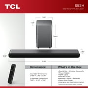 TCL S Class 2.1 Channel Sound Bar with Dolby Atmos, Wireless Subwoofer, and Bluetooth Music Streaming - S55H