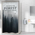 thumbnail image 3 of Small Stall Misty Tree Shower Curtain for Bathroom Decor 36Wx72H Narrow Half Rv Mens Dark Foggy Mountain Woodland Quotes Nature Art Printed Fabric Polyester Waterproof 7 Pack Plastic Hooks, 3 of 6