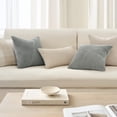 thumbnail image 3 of Set of 2 Sage Green Decorative Throw Pillow Covers 12x12 Inch Soft Corduroy Windmill Textured Striped Patchwork Cushion Cases for Sofa Bed Home Decor, 3 of 6