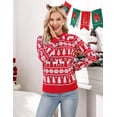 thumbnail image 6 of Juiluna Family Christmas Sweater Reindeer Snowflake Pattern Crew Neck Holiday Pullover Knitwear, 6 of 7