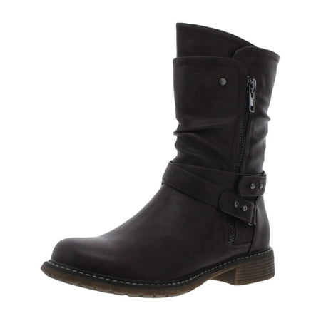 GC Shoes Womens Brandy Ruched Round Toe Mid-Calf Boots