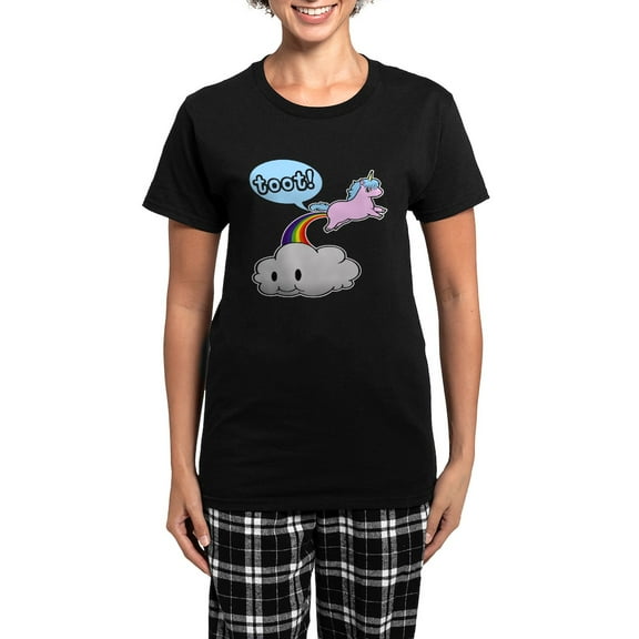 CafePress - Cute Unicorn Fart! ... TOOT! Pajamas - Women's Short Sleeve Print T-Shirt and Pants Dark Cotton Pajama Set