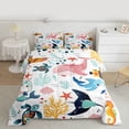 thumbnail image 2 of Homewish Funny Marine Whale Full Size Comforter Sets, Cute Cartoon Sea Turtle Bedding Comforter Set, Kawaii Ocean Starfish Reversible Bedding Sets, Breathable Home Decor, 3pcs, 2 of 8