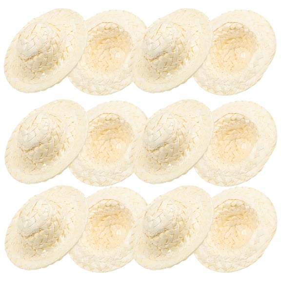 LOLIPPYY 12Pcs Woven Hat Decor Straw for Gardens DIY Craft Projects