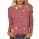 thumbnail image 2 of Tejiojio Women's Sequin Top Round Neck 3/4 Sleeves Sparkly Casual Party Blouse S-2XL, 2 of 5