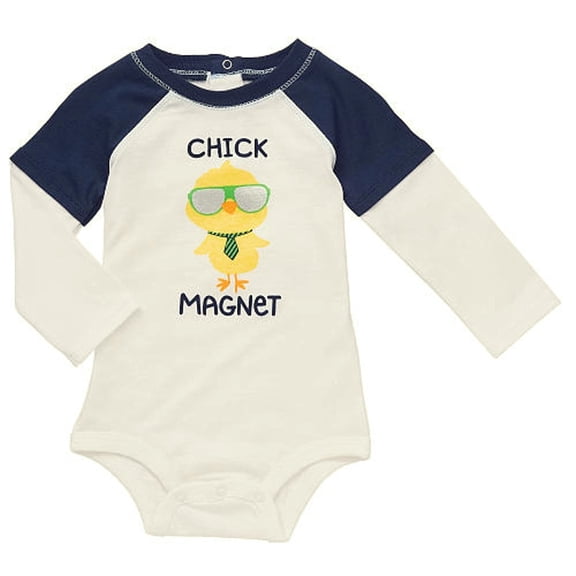 Boys Baby Chick Magnet Raglan Bodysuit Dress Up Outfit (Newborn)