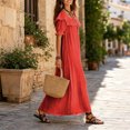 thumbnail image 6 of Blmnix with Pockets Dresses for Women 2026 Peplum Off The Shoulder Long Summer Dresses Under Dress Short Sleeve Red Cocktail-Length Boat Neck Plus Size Summer Dresses XL, 6 of 6