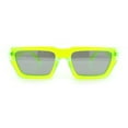 thumbnail image 3 of Neon Mod Silver Mirror Narrow Rectangle Cat Eye Plastic Retro Sunglasses Green, 3 of 4