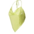thumbnail image 3 of Made by Olivia Women's Shiny Metallic Tie Back Hanky Hem Halter Neck Cami Bandana Top, 3 of 7