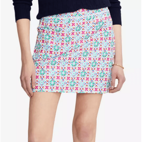 RLX Ralph Lauren Girls' Aim Back Pleated Tiles Golf Skort, Pink Multi, Small (7)