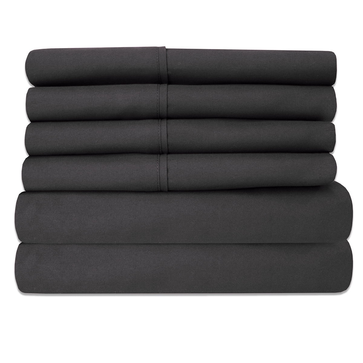 Luxury Home Super-Soft 1600 Series Double-Brushed 6 Pcs Bed Sheets Set (California King, Black)